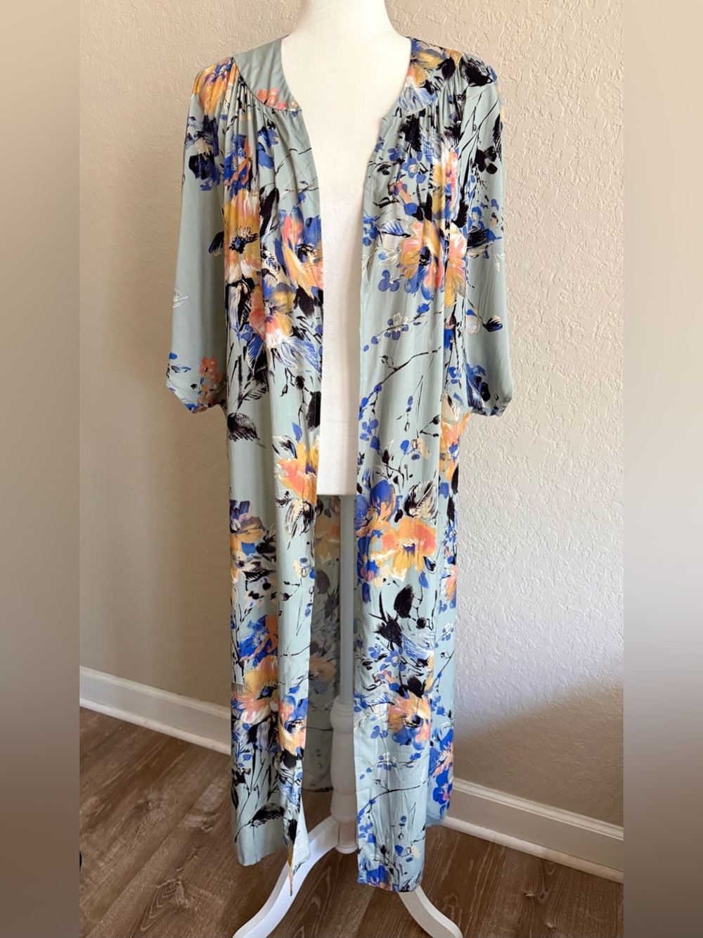 Bluheaven Blue Sage Floral Maxi Kimono Duster Boho Oversized NWOT - Picture 13 of 13